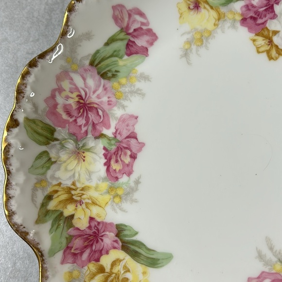 VTG Limoges France Elite Works Dish Pink Floral and Gold Trim - Picture 2 of 8